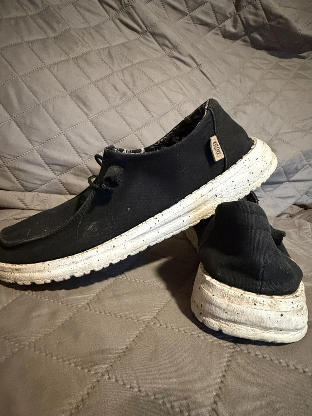 Hey Dude Women's Black Flats with White Soles